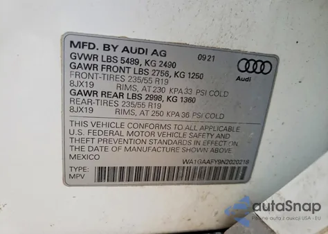 2022 Audi Q5 Premium 45 из США, поврежденный, VIN WA1GAAFY9N2020218